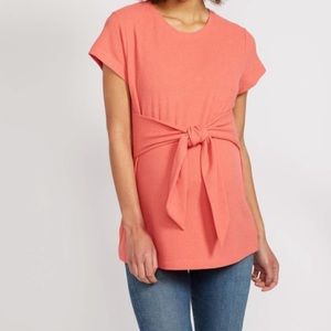 Tie Front Textured Maternity Top
